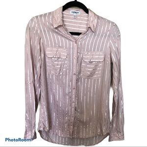 Express the city shirt light pink silver striped